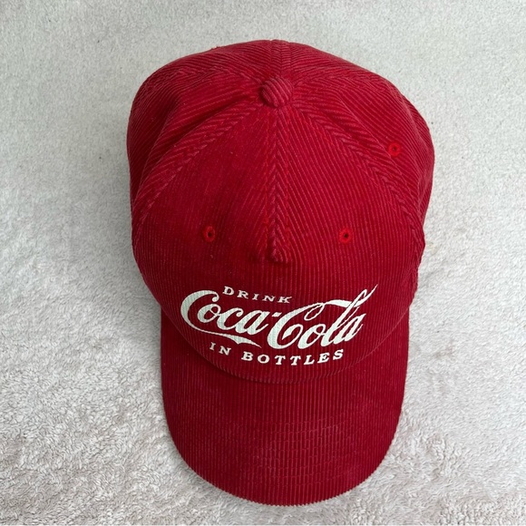 Vintage Coca-Cola SnapBack Hat Baseball Cap-Red-Corduroy-Classic-Vtg-Casual-Cute - Picture 7 of 11